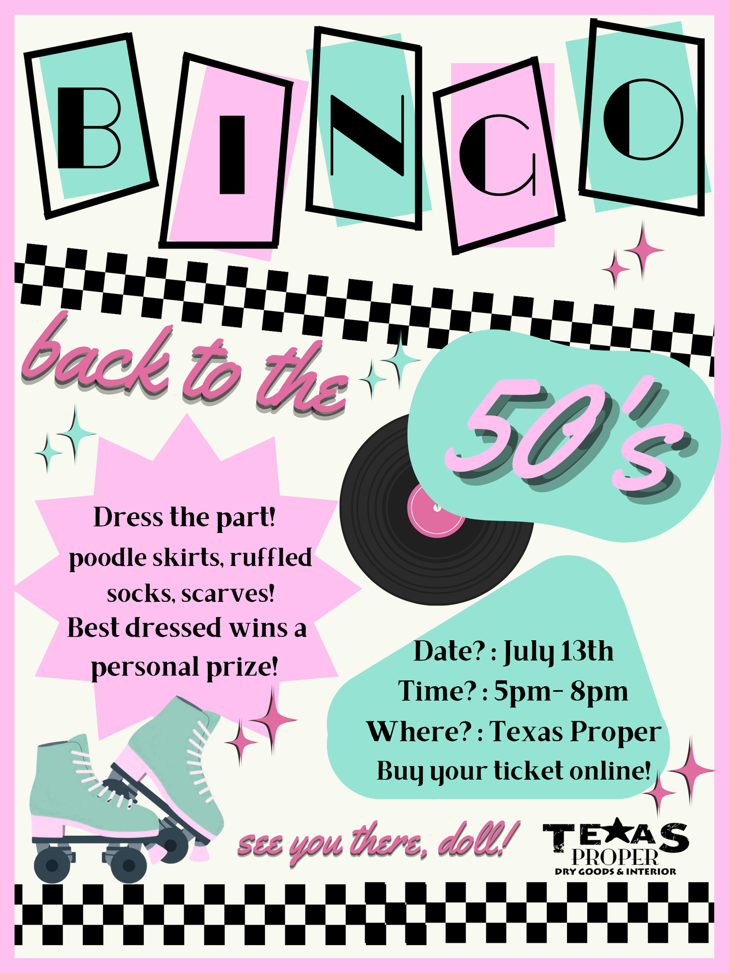 Bingo back to the 50's ticket