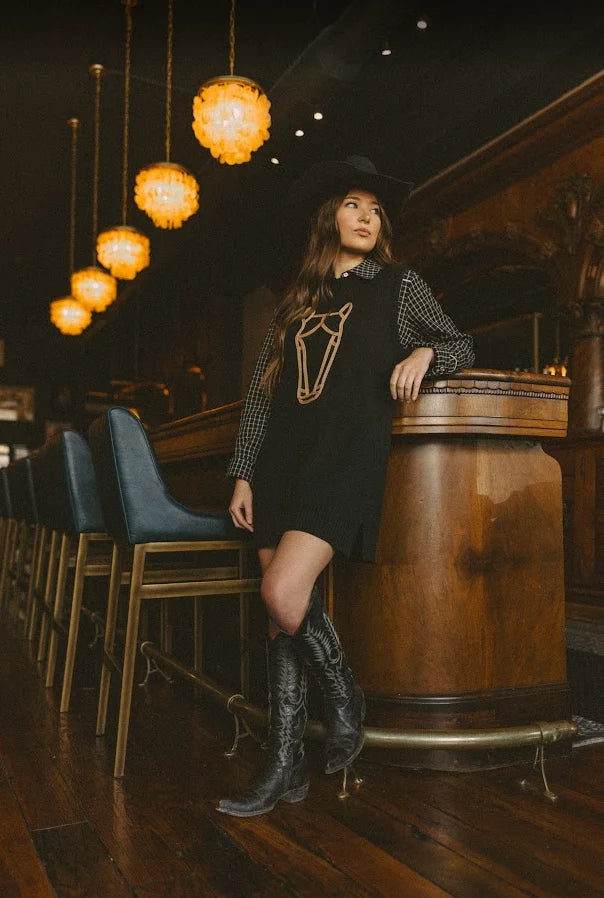 MOD Horse Sweater Dress in Black