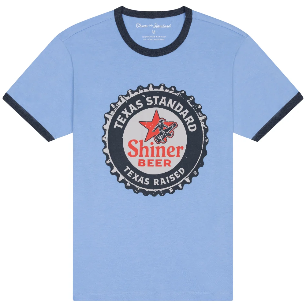 HERITAGE PRINTED RINGER TEE -SHINER BOTTLE CAP