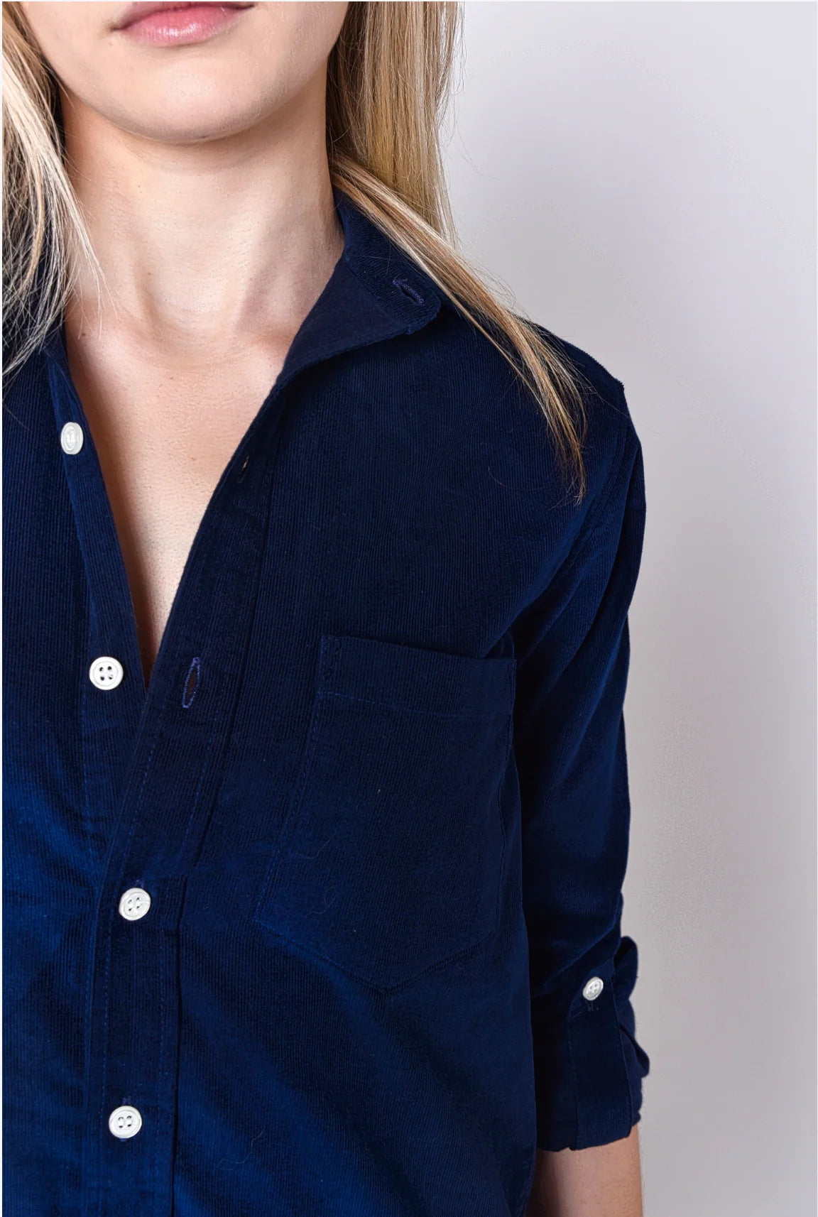 Navy Babycord Girlfriend Midi Dress