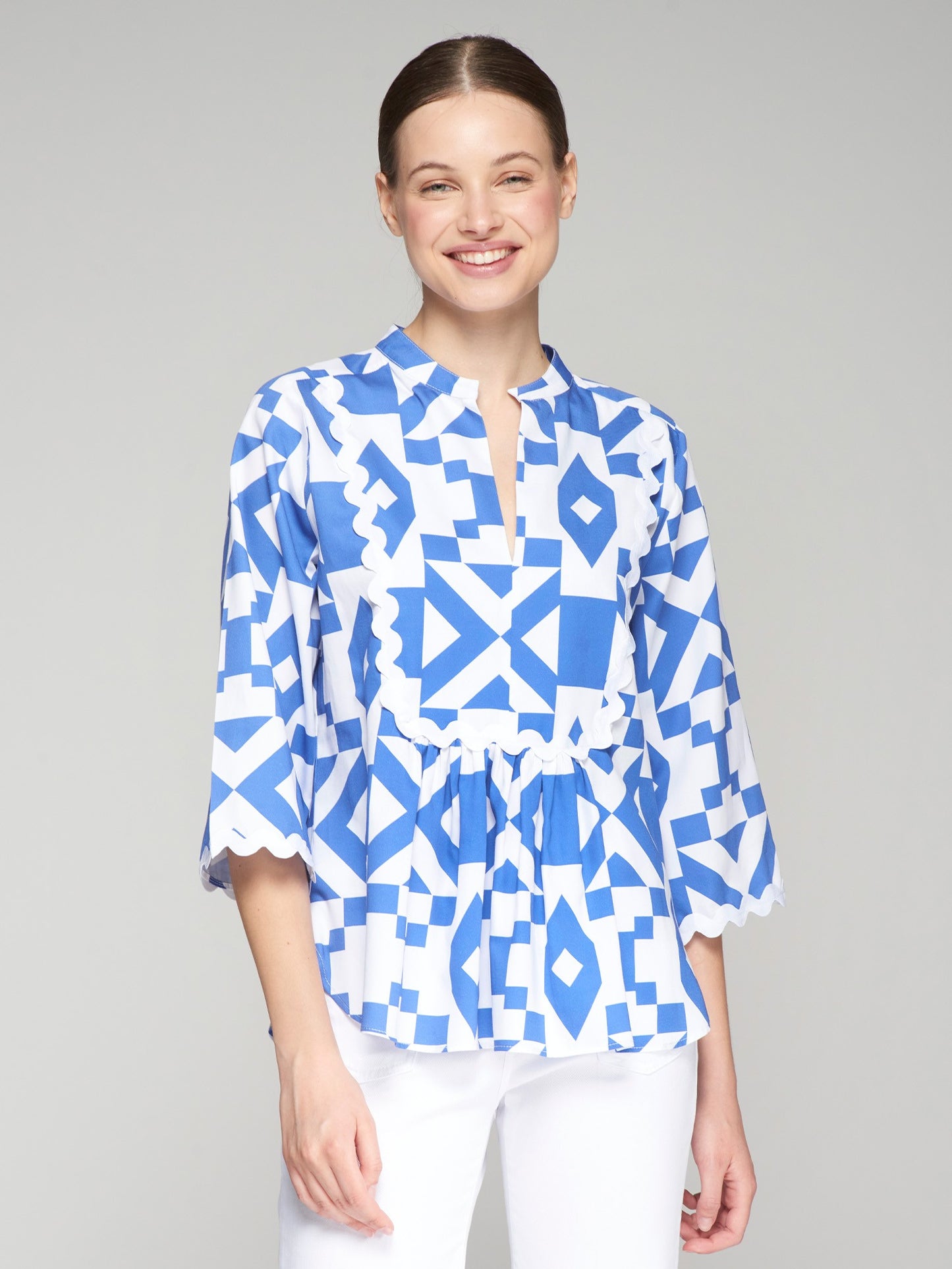 MAXI GEO AZULON BLOUSE