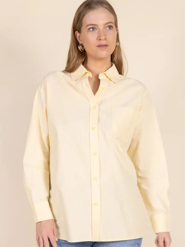 Poplin Back Slit Detail Button Up Shirt