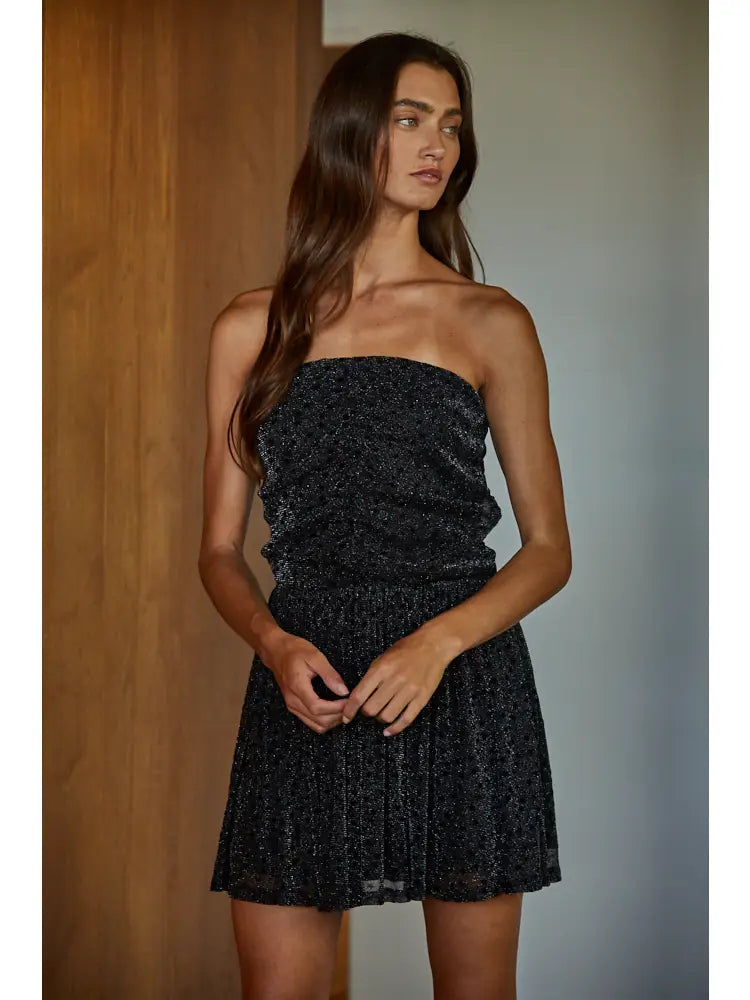 WOVEN LUREX STAR MINI DRESS