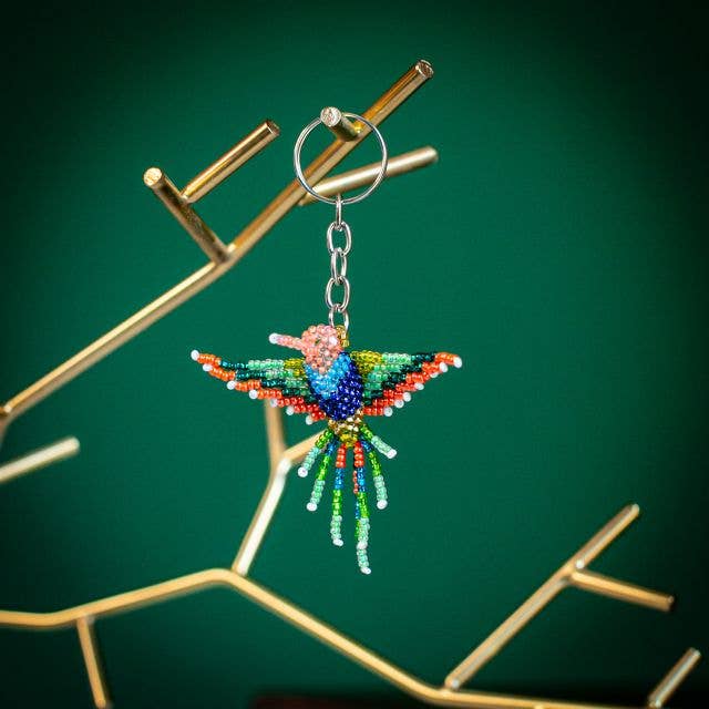 HUMMINGBIRD BEADED KEYCHAIN