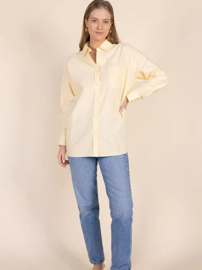 Poplin Back Slit Detail Button Up Shirt