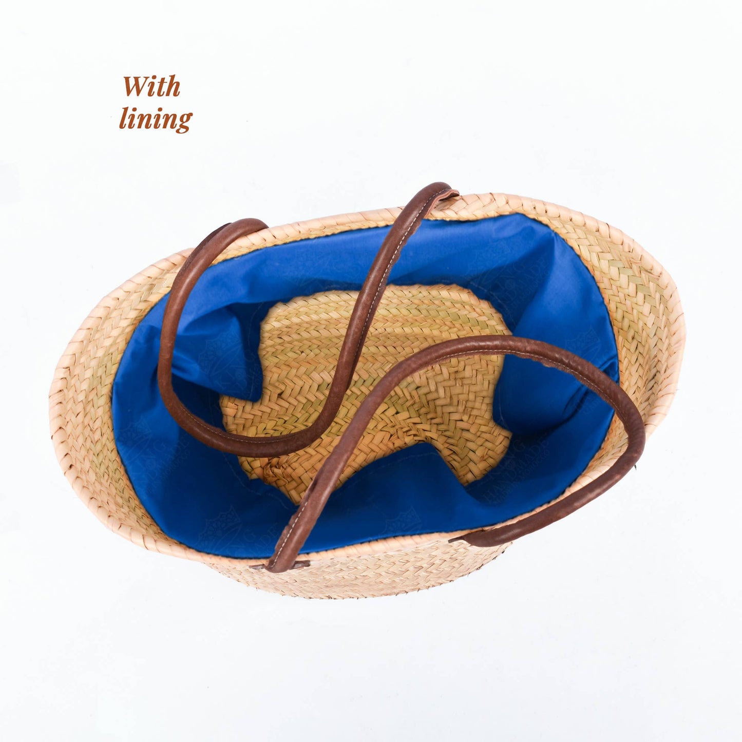 Straw Tote Bag - Large American Flag Bag with Brown Handles