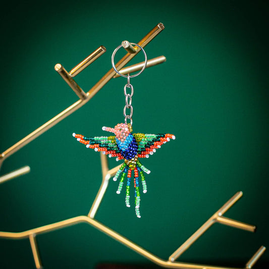 HUMMINGBIRD BEADED KEYCHAIN