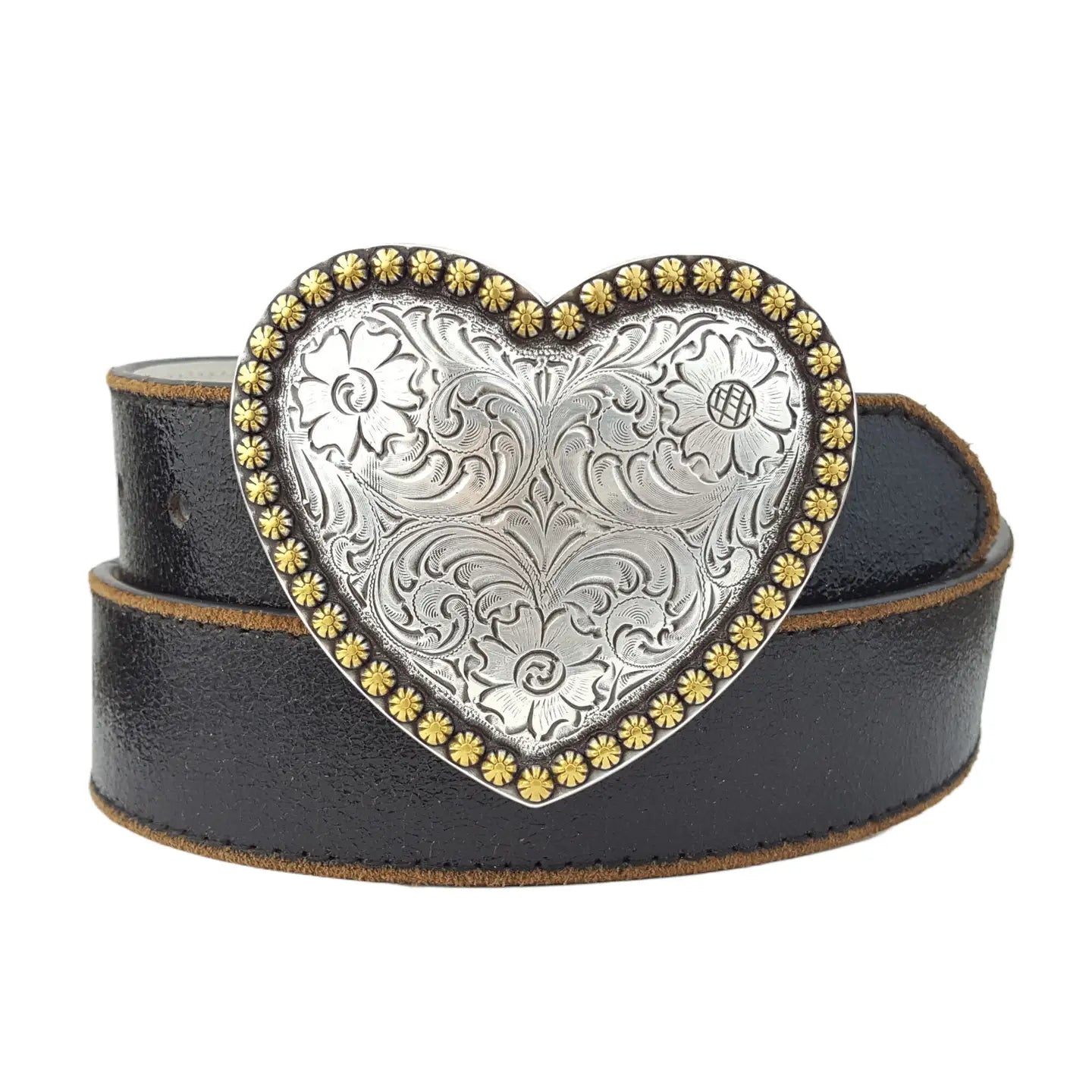 Western LEATHER Heart Buckle