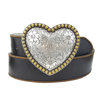 Western LEATHER Heart Buckle