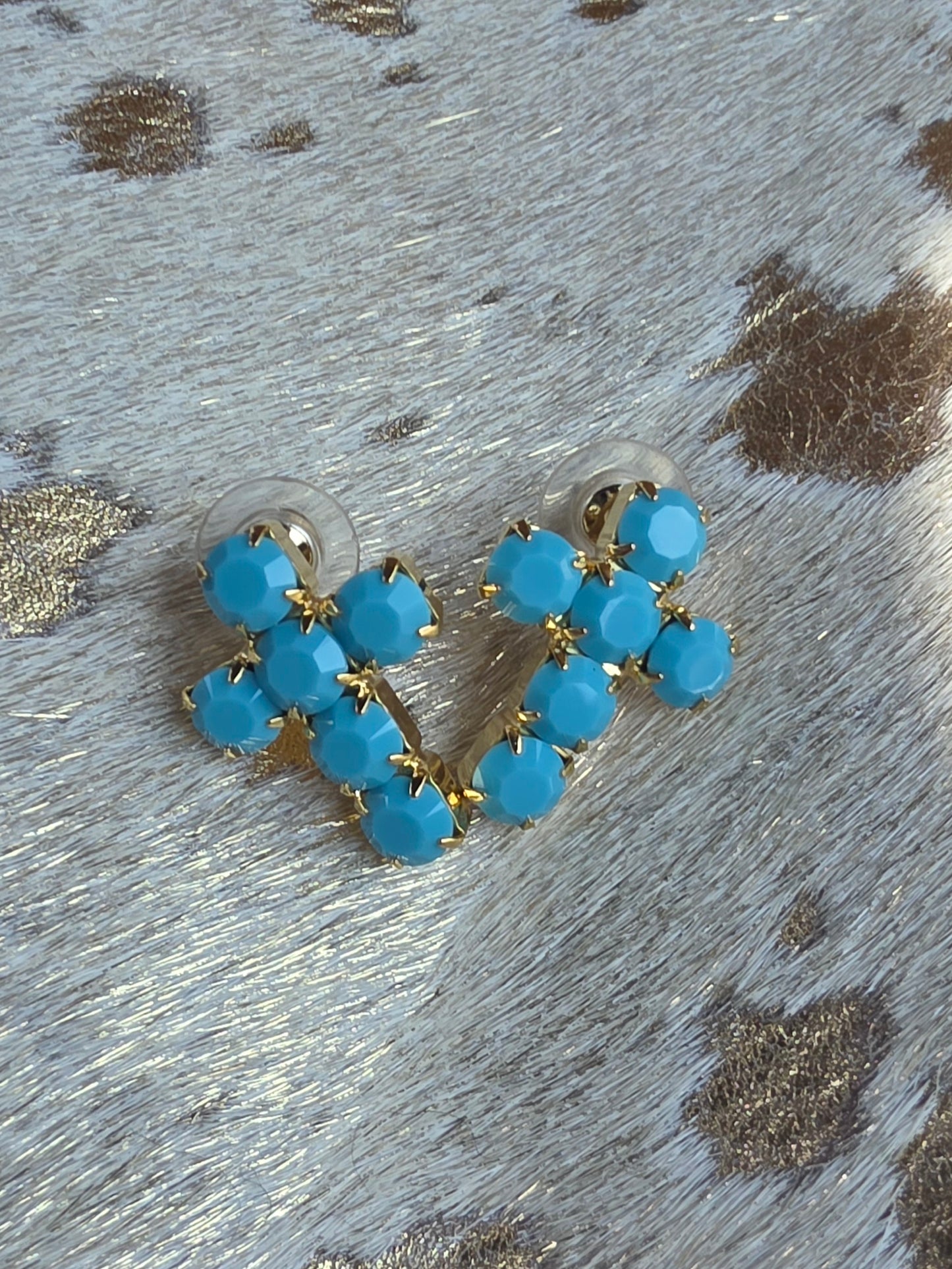 Turquoise/Gold Cross Earrings