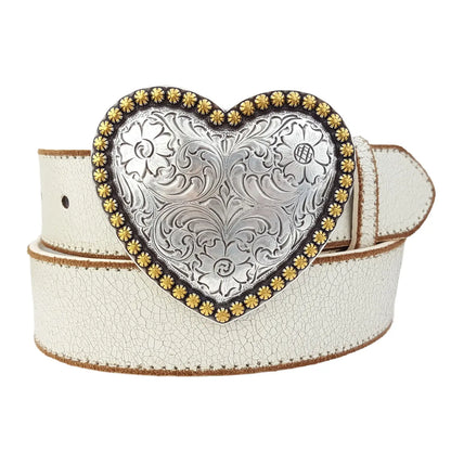 Western LEATHER Heart Buckle