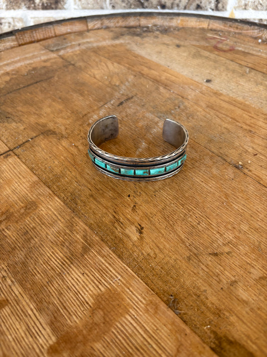 VINTAGE TURQ SS CUFF BRACELET