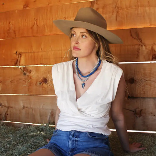 Denim Heart Necklace - 16 in