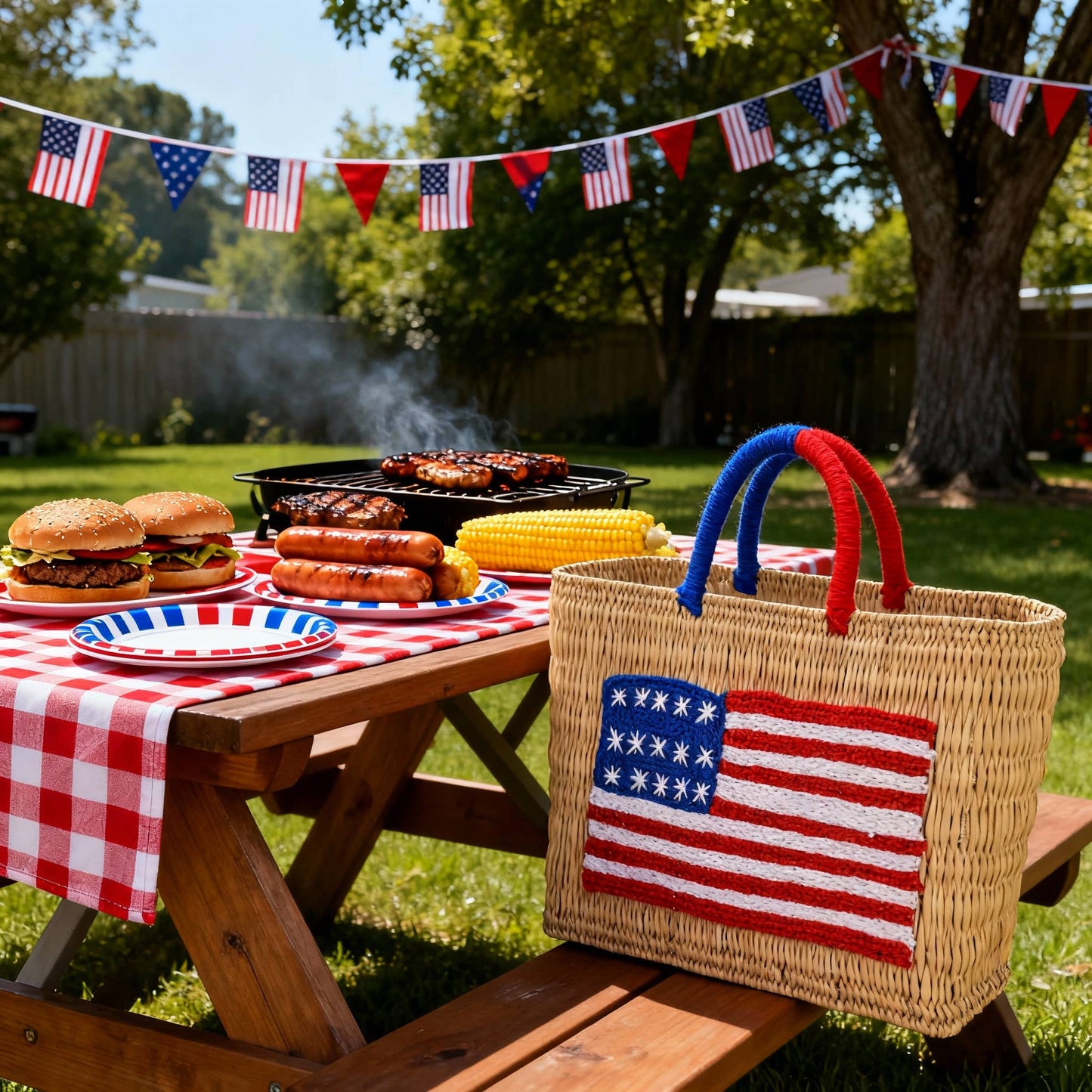Handmade American Flag Tote – 4th of July Celebration