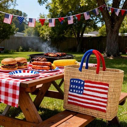 Handmade American Flag Tote – 4th of July Celebration