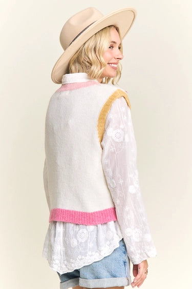 Knit Sweater Vest Multicolor Heart