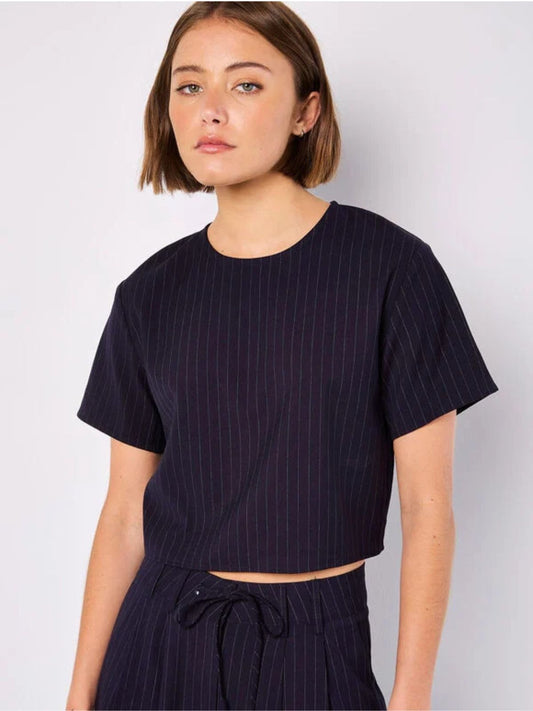 PINSTRIPE NAVY TOP