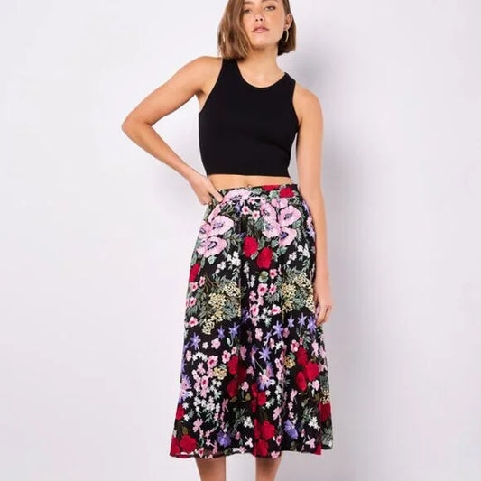 EMBROIDERED MIDI SKIRT