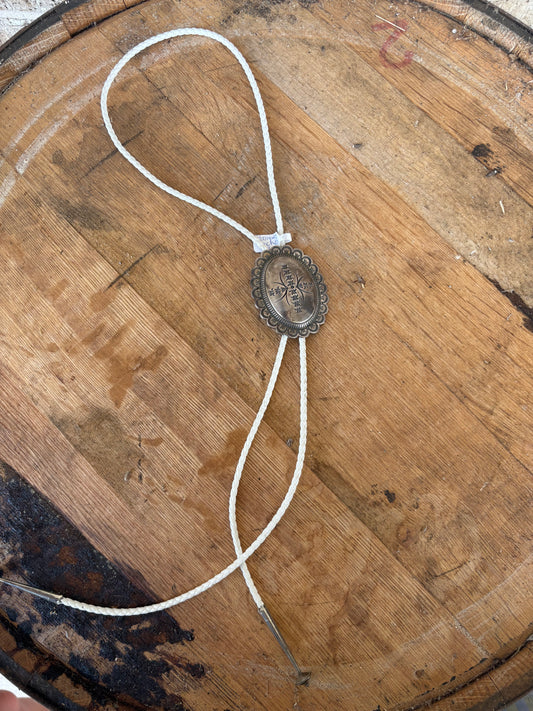 STAMPED CONCHO LEATHER BOLO