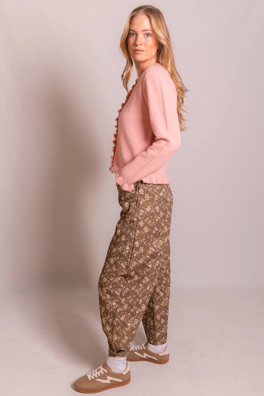 Knit Ruffled Trim Cardigan