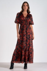 RED FLORAL MAXI DRESS