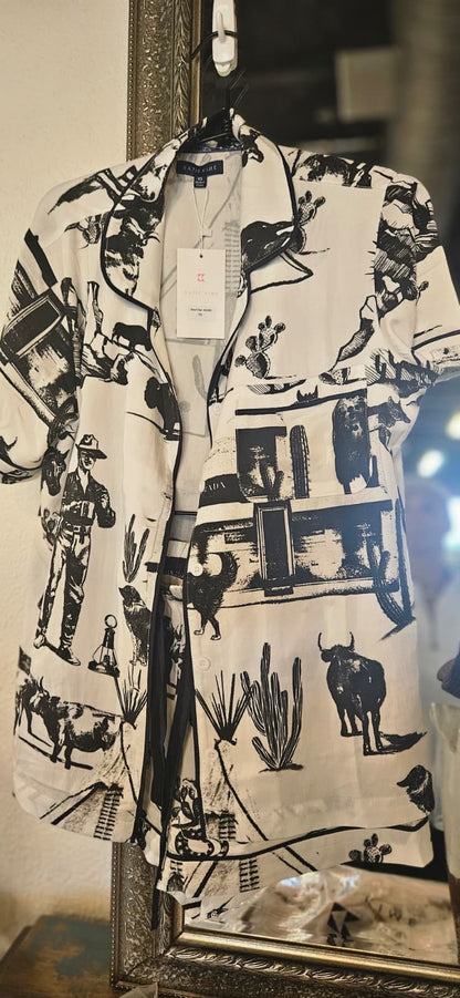 Texas Toile Pajama Shorts set