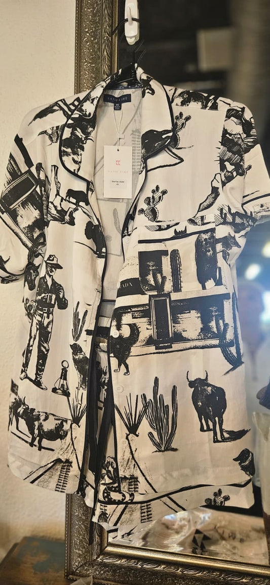 Texas Toile Pajama Shorts set