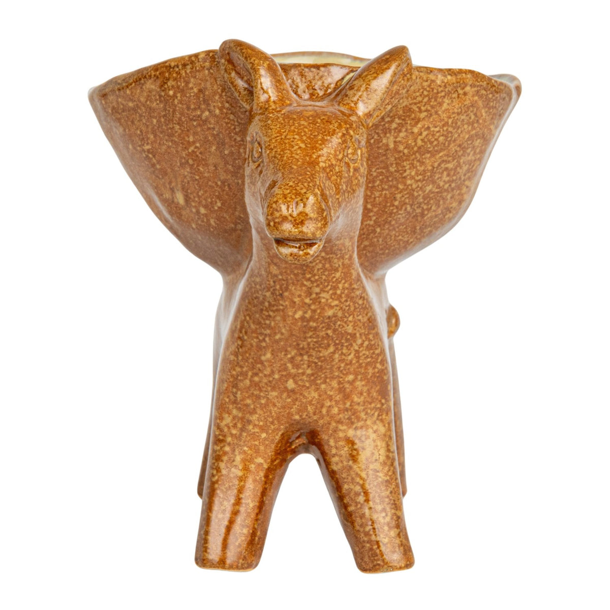 Stoneware Donkey w/ Bowl, Brown (Each One Will Vary)