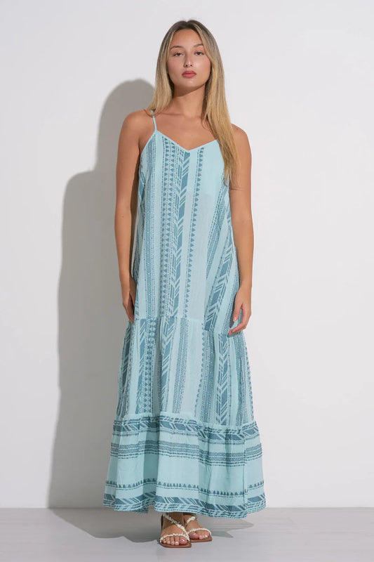 BLUE MAXI PRINT DRESS