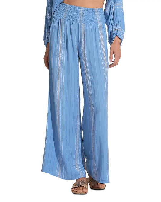 Smocked Striped Pants