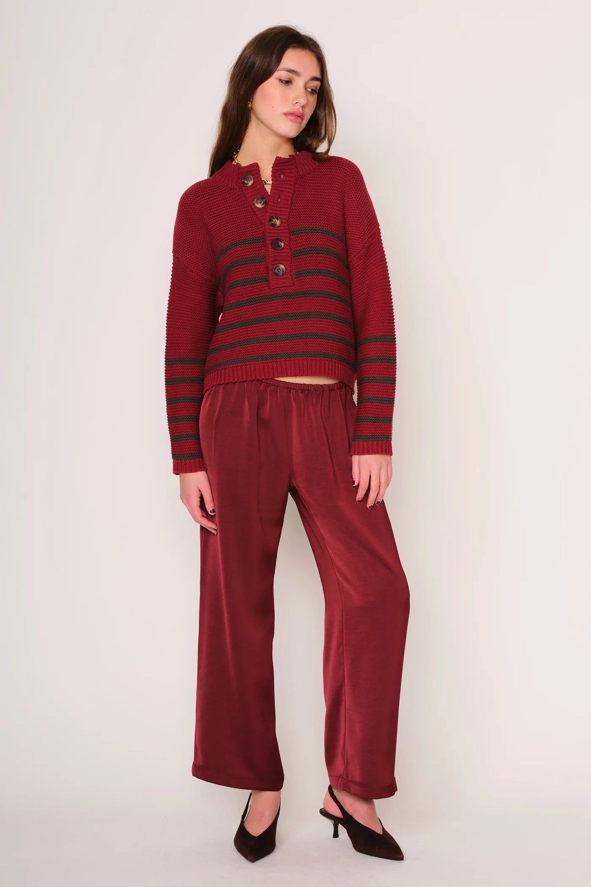 BURGUNDY  SATEEN GEMINI PANT