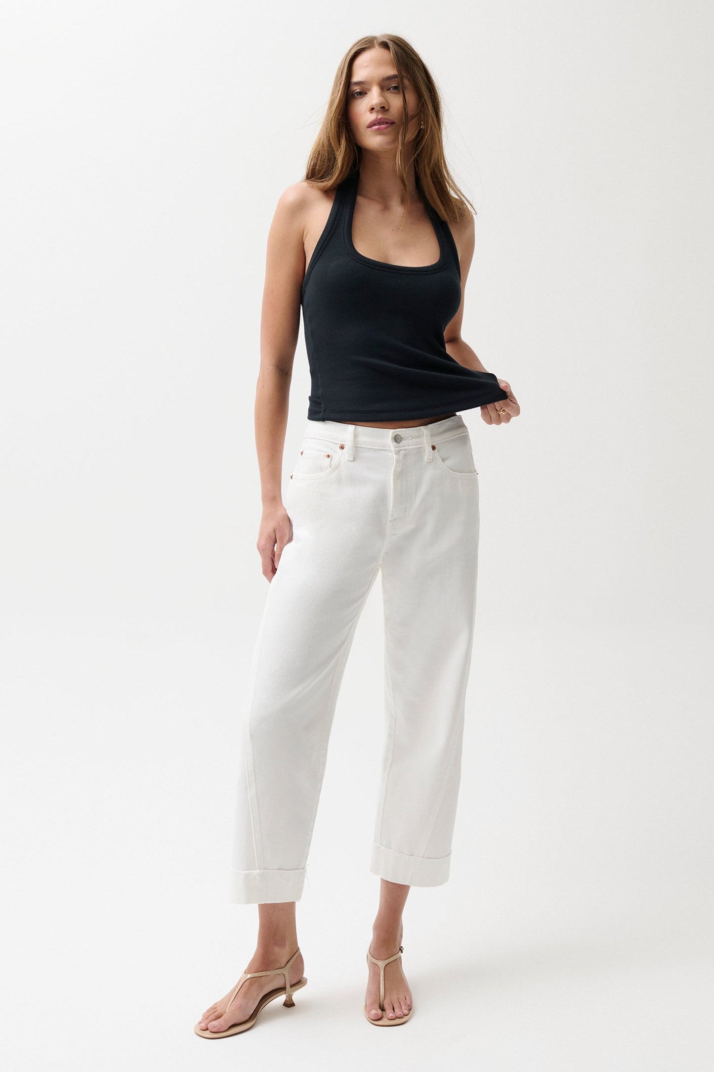 KACEY MIDRISE CUFFED/OPTIC WHITE