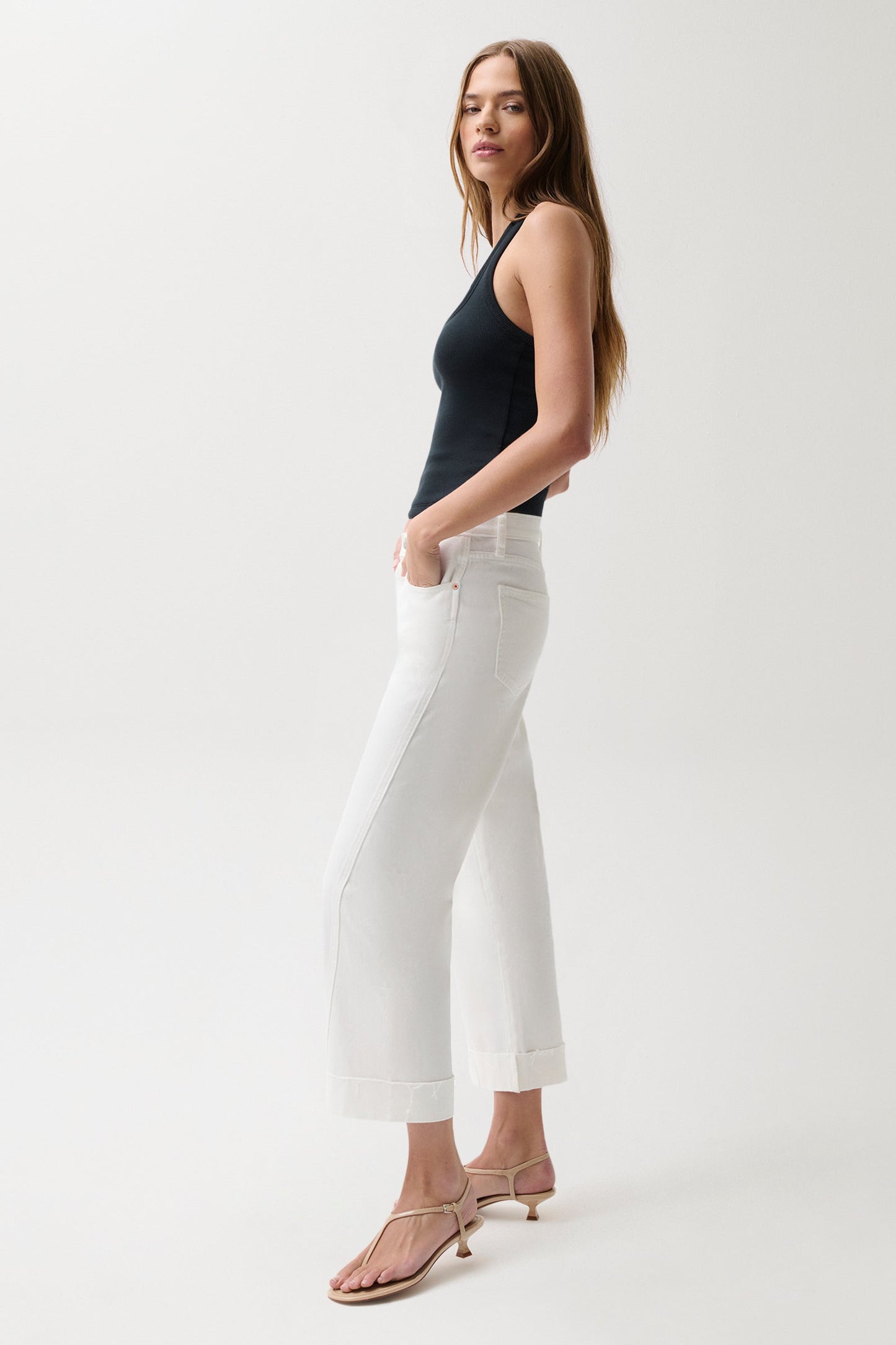 KACEY MIDRISE CUFFED/OPTIC WHITE