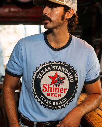 HERITAGE PRINTED RINGER TEE -SHINER BOTTLE CAP