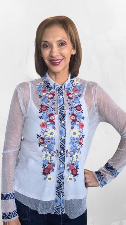 Torrey Mesh Button Down Shirt