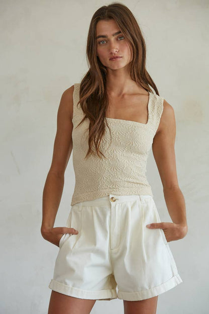 COTTON PLEATED RELAX FIT SHORTS