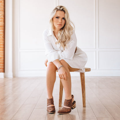 SLINGBACK MULE - BURNT CARAMEL