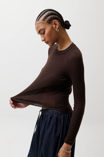 Mocha Juno Feather Weight Sweater