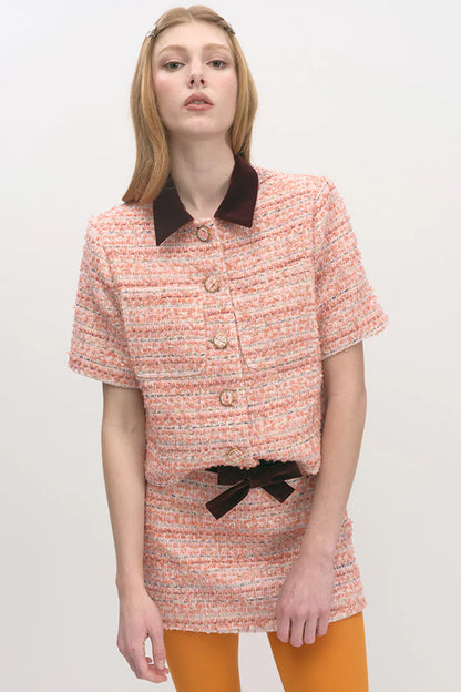 MC310T - BOUCLE BUTTON DOWN SHORT SLEEVE SHIRT JACKET