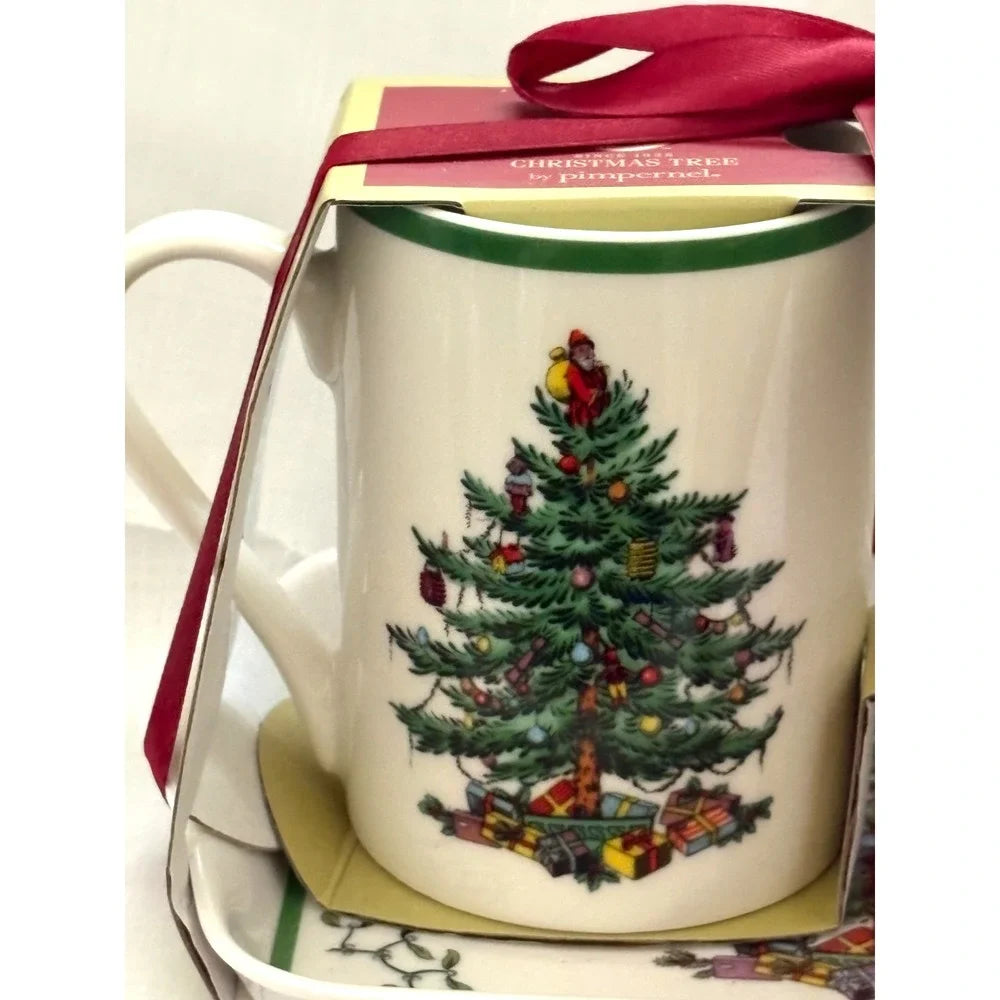 Christmas Tree Nutcracker 3 Piece Mug and Tray Set