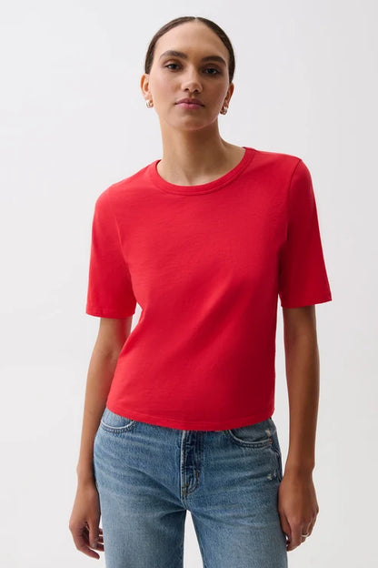 Melika Quarter Sleeve Crew Neck Tee - Negroni
