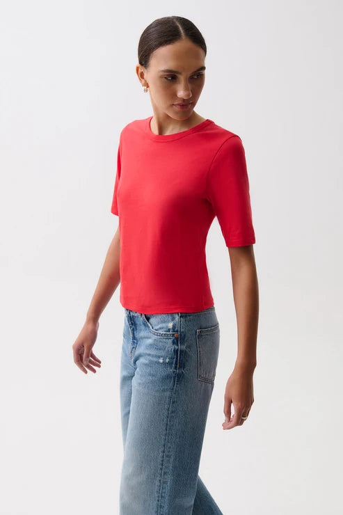 Melika Quarter Sleeve Crew Neck Tee - Negroni