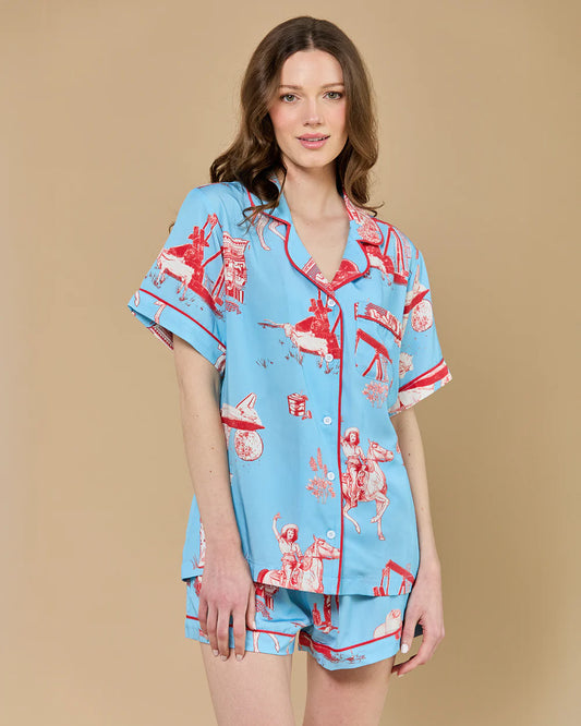 TEXAS TOILE PAJAMAS - BLUE/RED