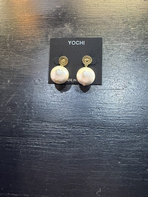 Pearl Gold Tone Drop Earrings