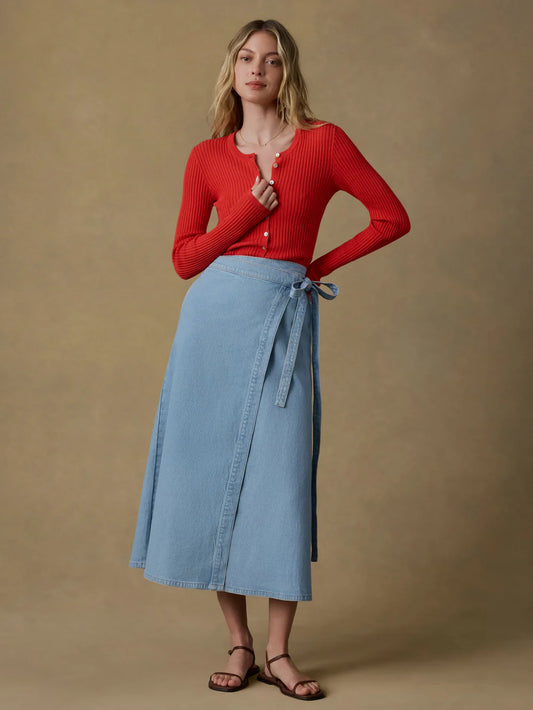 SOLSTICE DENIM WRAP SKIRT