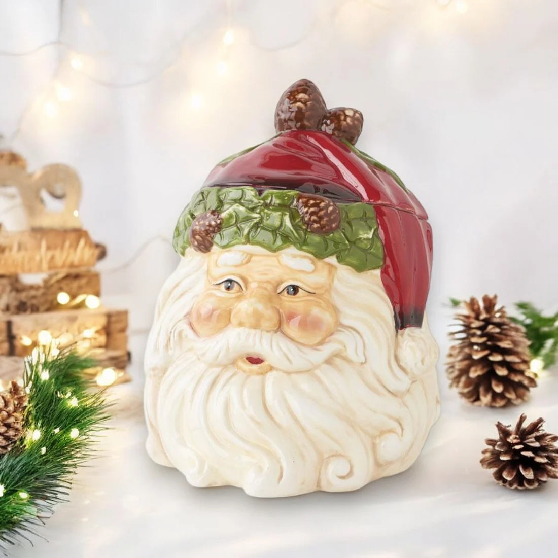 Santa Face Ceramic Cookie Jar