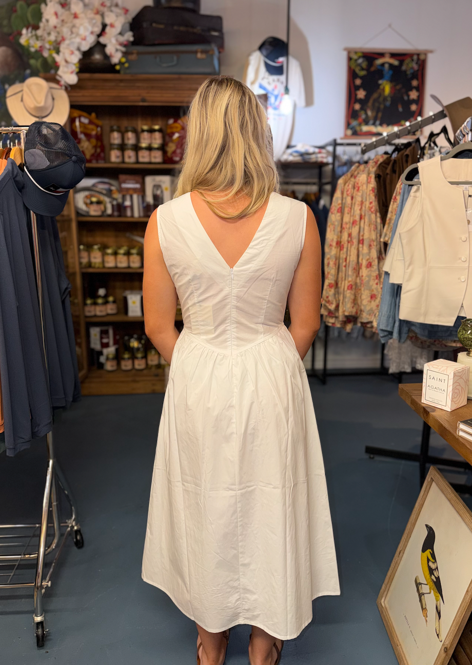 POPLIN SLEEVELESS V-NECK