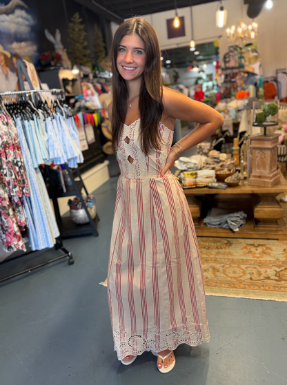 Cherry Pinstripe Sophia Dress