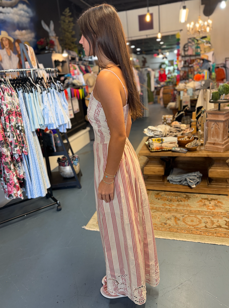 Cherry Pinstripe Sophia Dress
