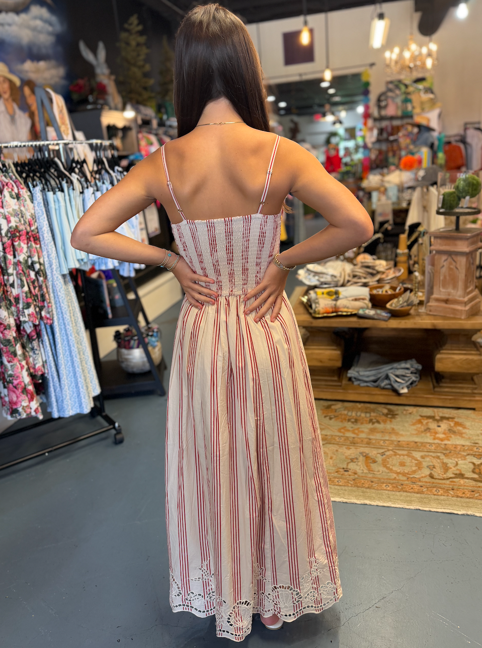 Cherry Pinstripe Sophia Dress